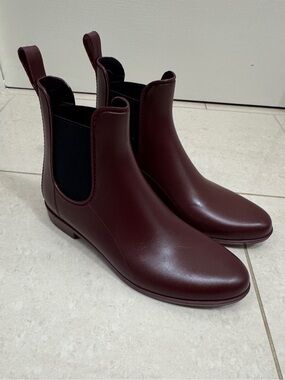 JCrew Burgundy Chelsea Rain Boots